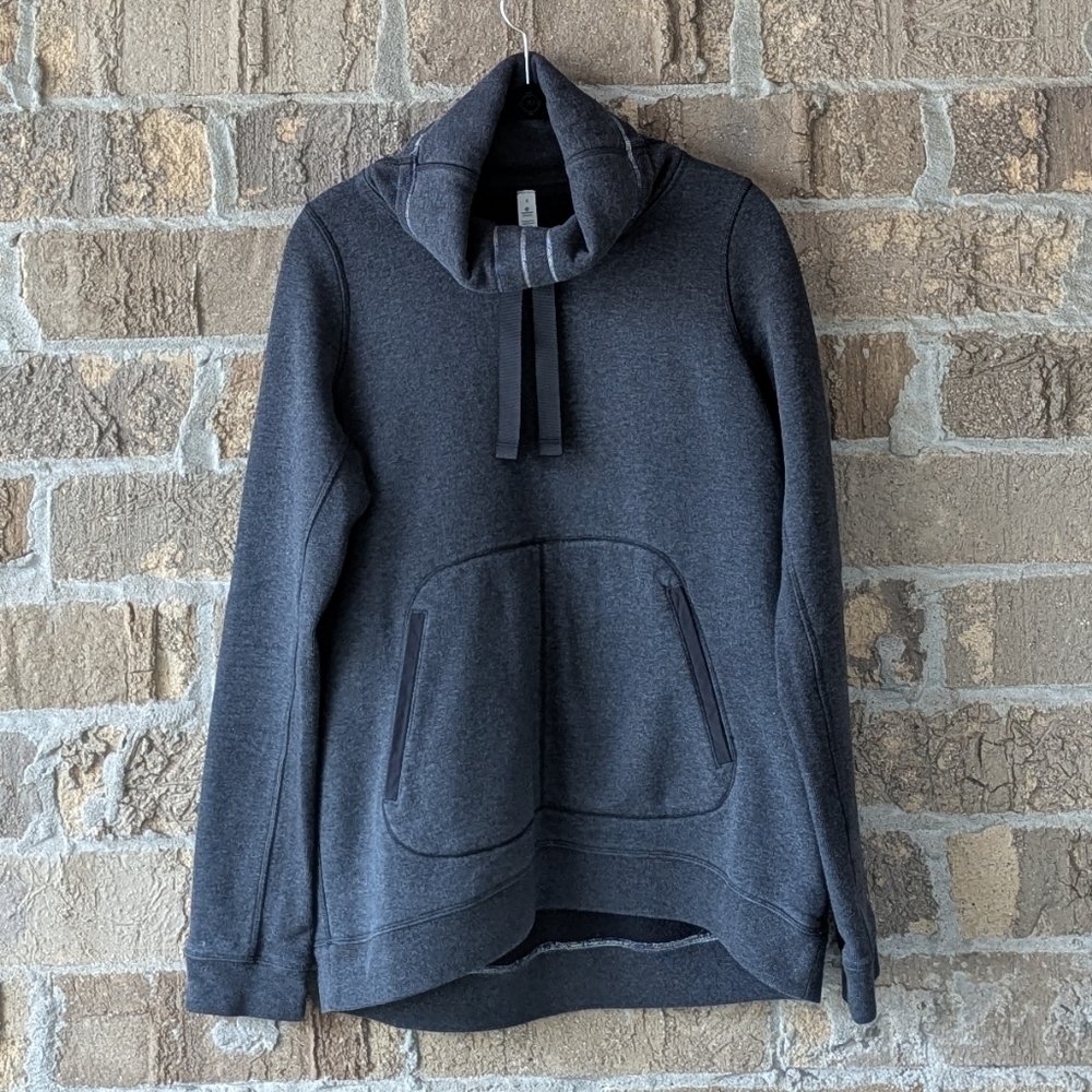 Lululemon Avenue Pullover Heathered Black / Black Size 6 Cowl Turtleneck